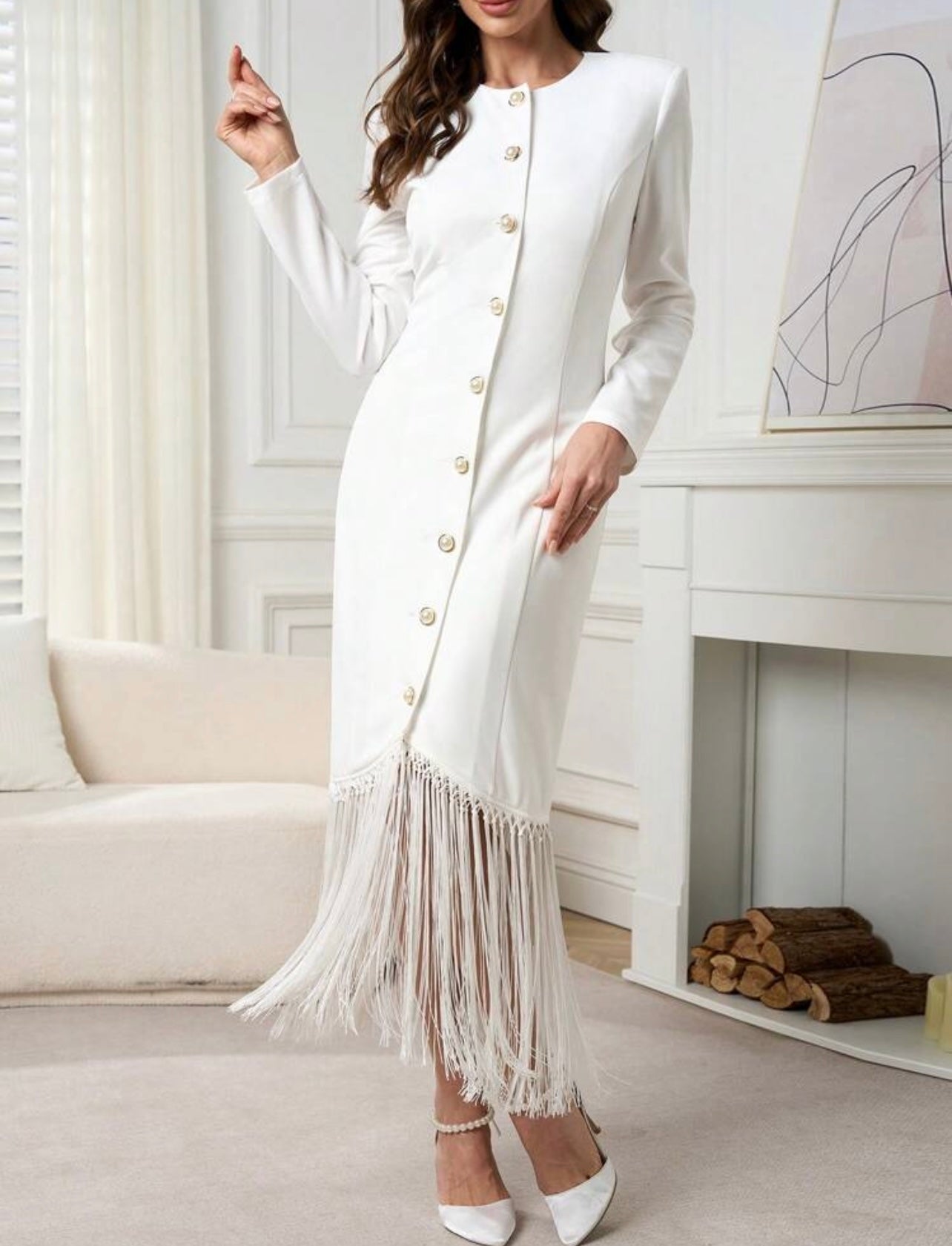 White Fringed Dress 24 abril