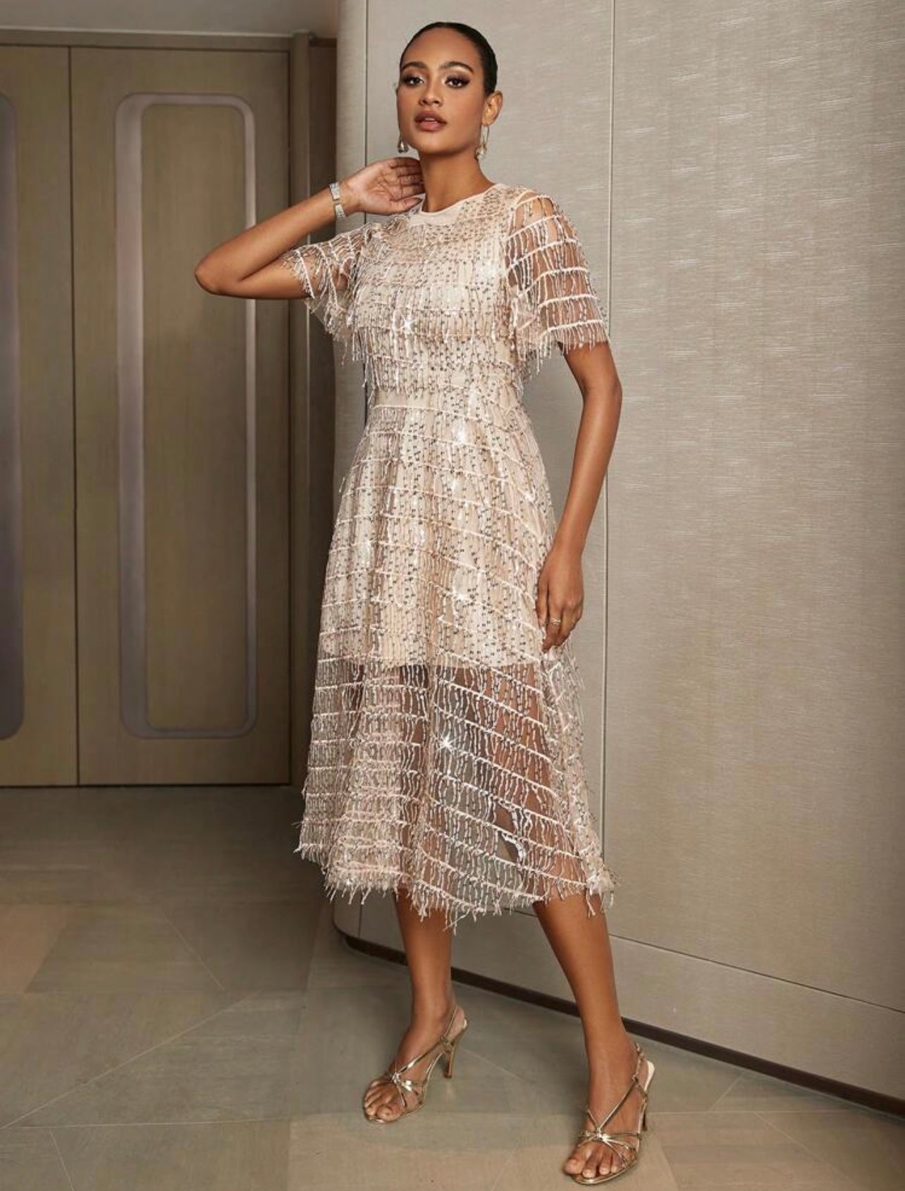 Nude sparkling dress