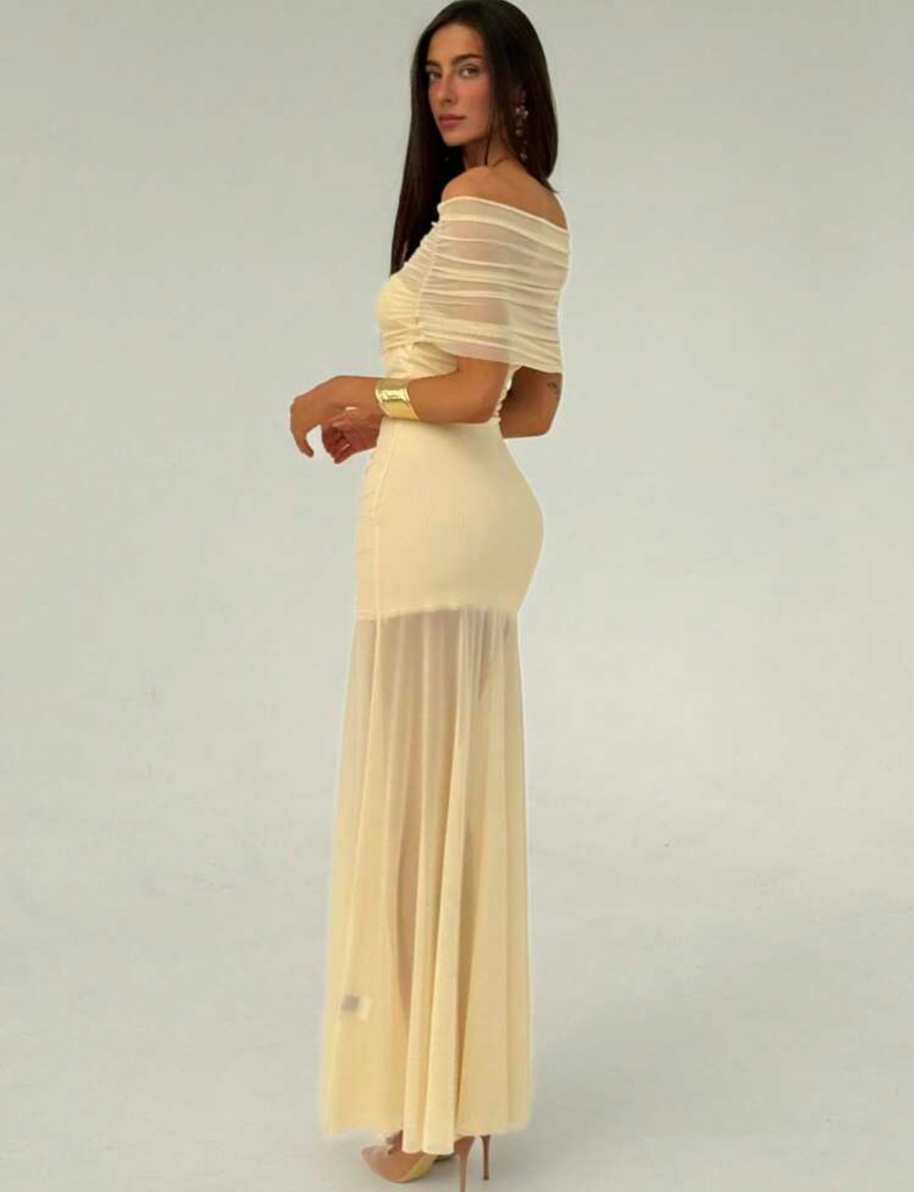 Mesh off shoulder dress 24 abril