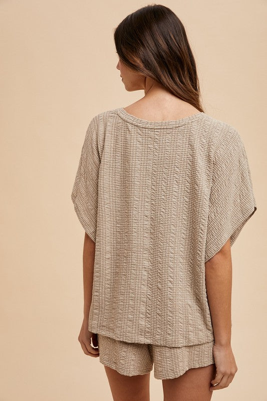 Taupe comfy shorts set 22 julio