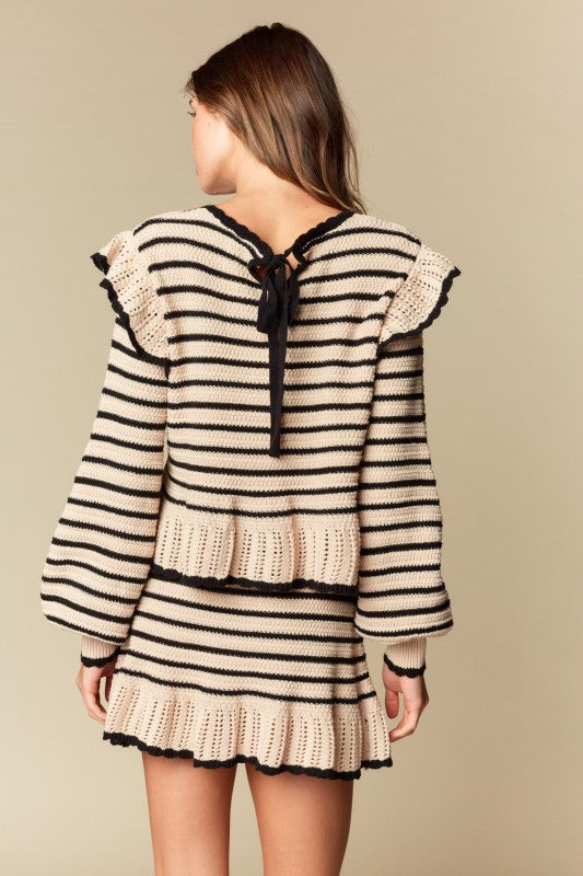 Black & Nude Knitted ruffled set