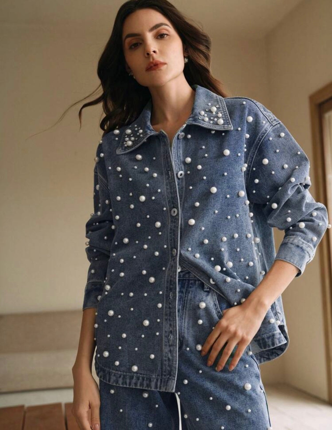 Denim pearl shirt 24 abril
