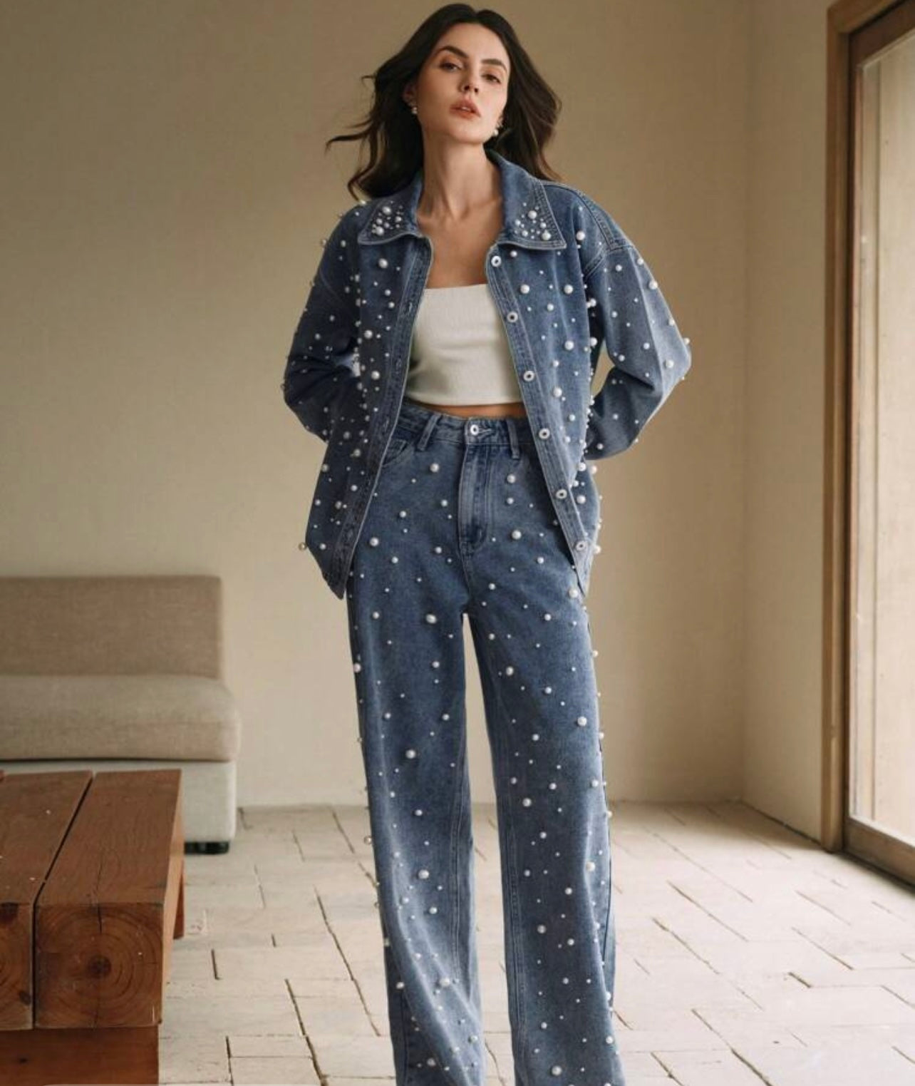Denim pearl shirt 24 abril