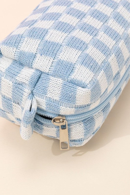 Light Blue checkerd Pouch