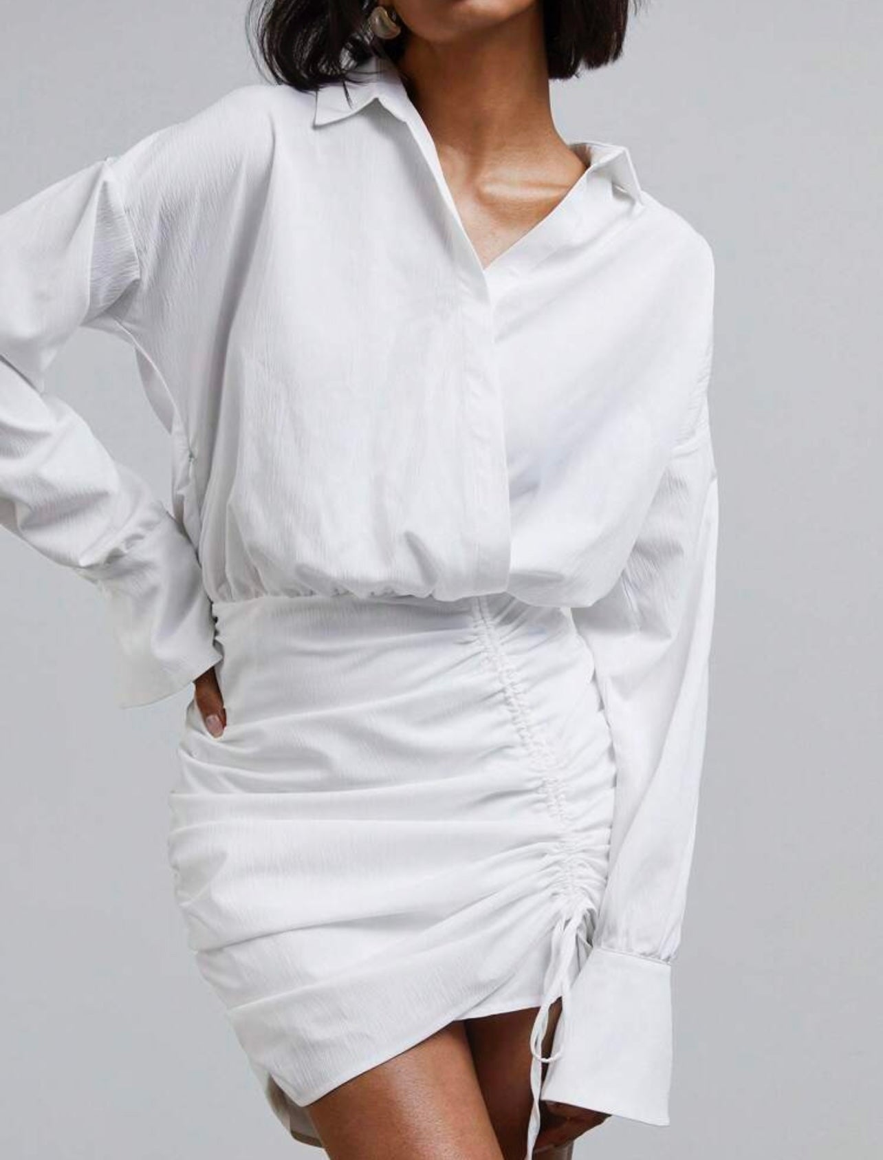 White shirt drapped dress