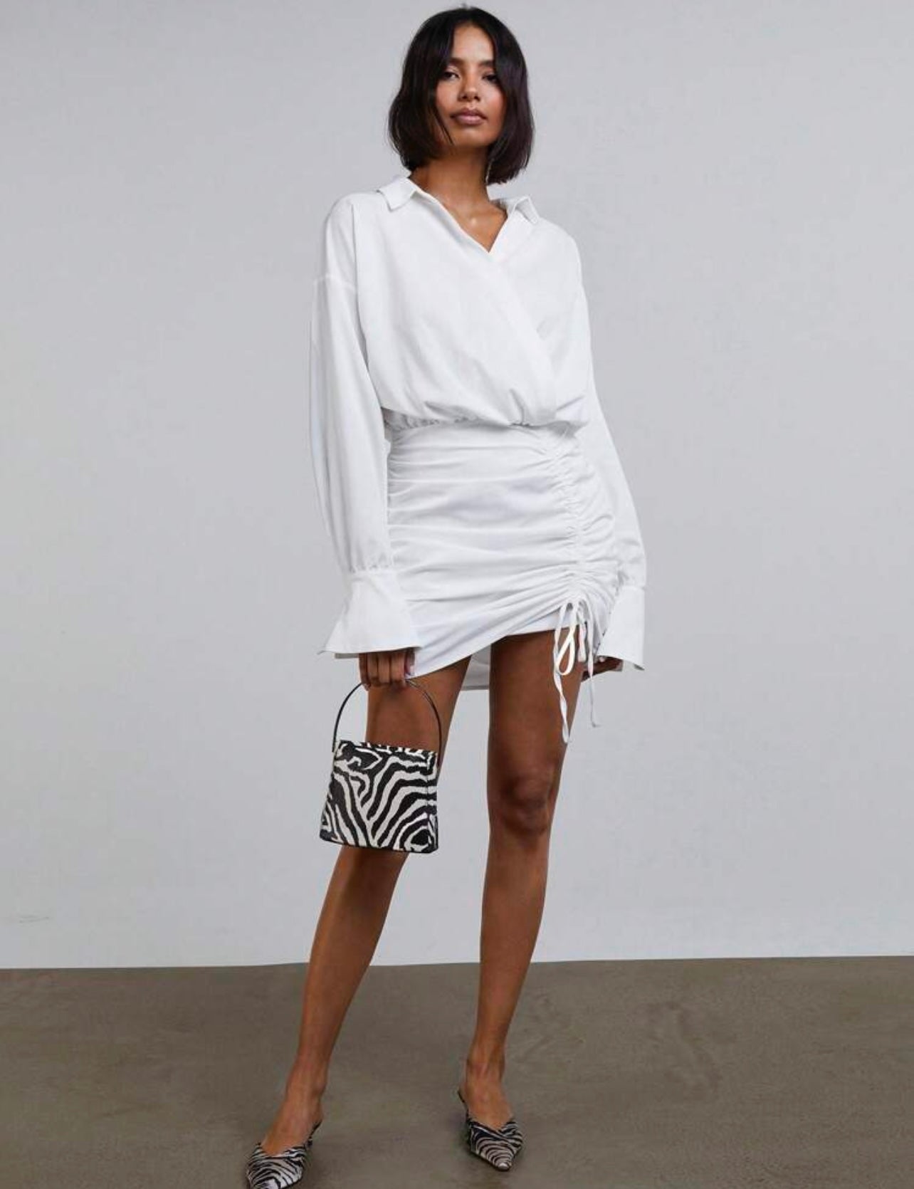 White shirt drapped dress