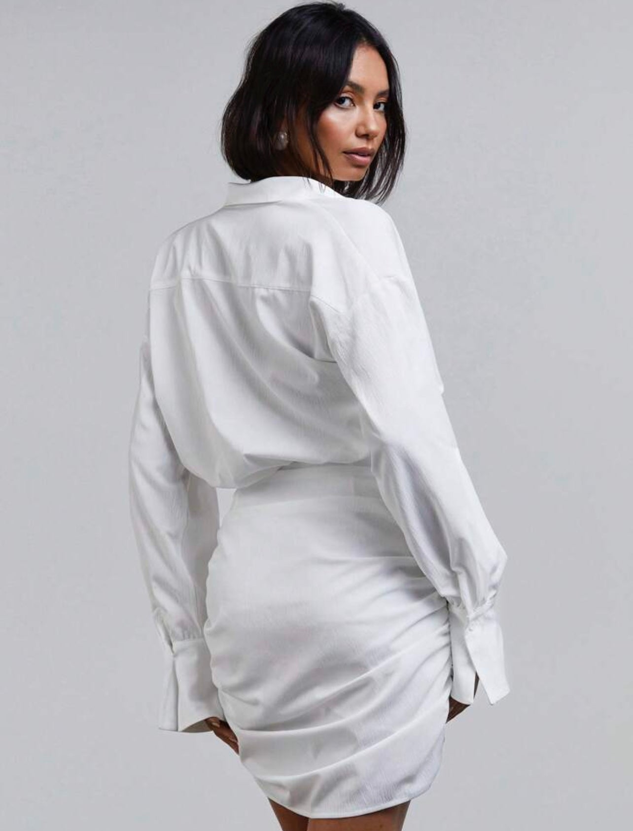 White shirt drapped dress