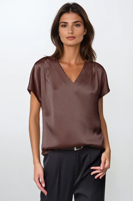 Brown Silky basic top