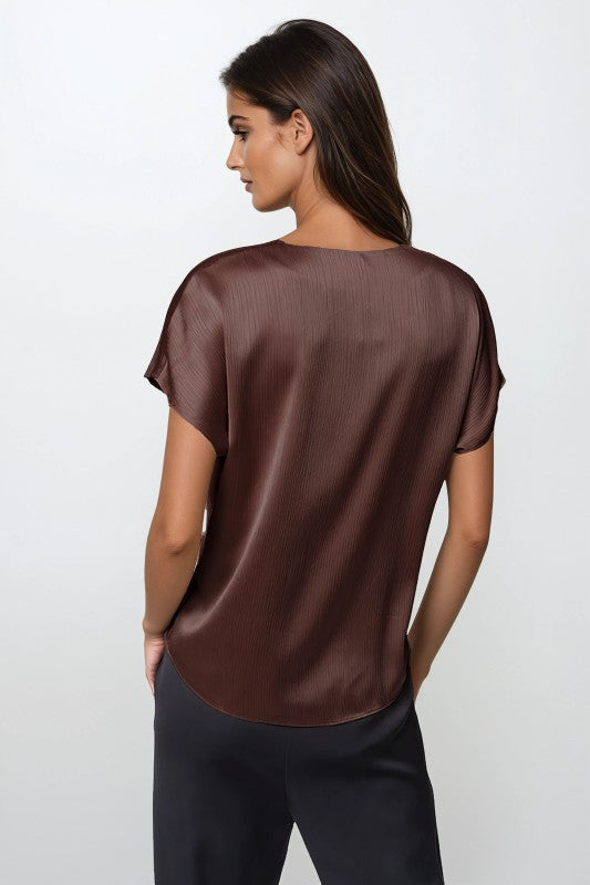 Brown Silky basic top