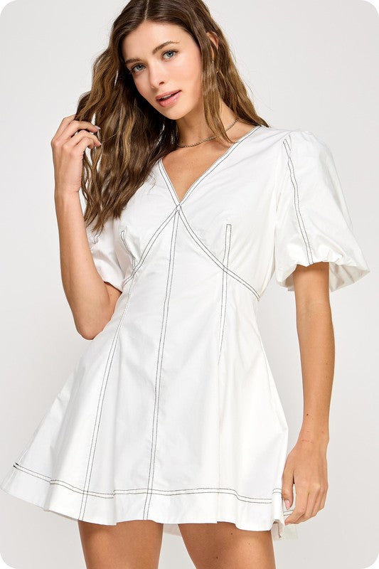 White stiched Dress