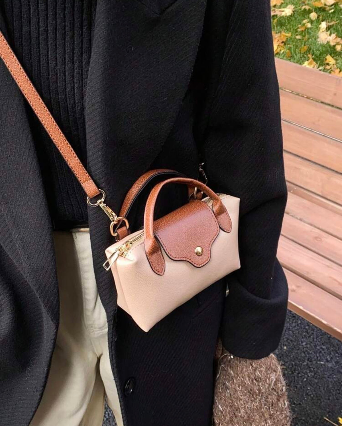 Taupe mini tote "Leather" Bag