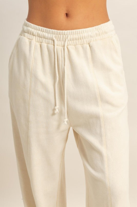Cream hoddie pants set de viaje con capucha
