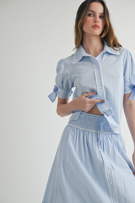Light Blue striped skirt & top set