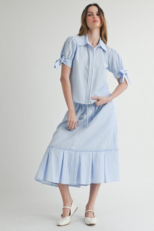 Light Blue striped skirt & top set