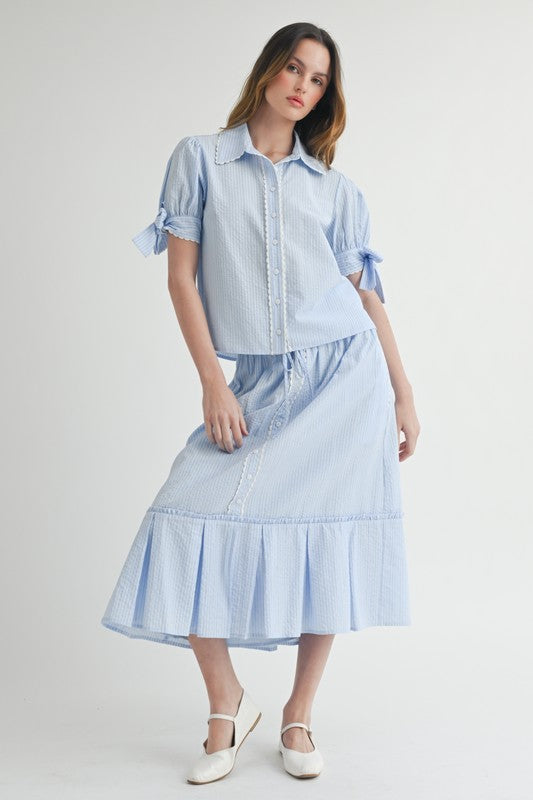 Light Blue striped skirt & top set