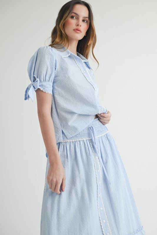 Light Blue striped skirt & top set