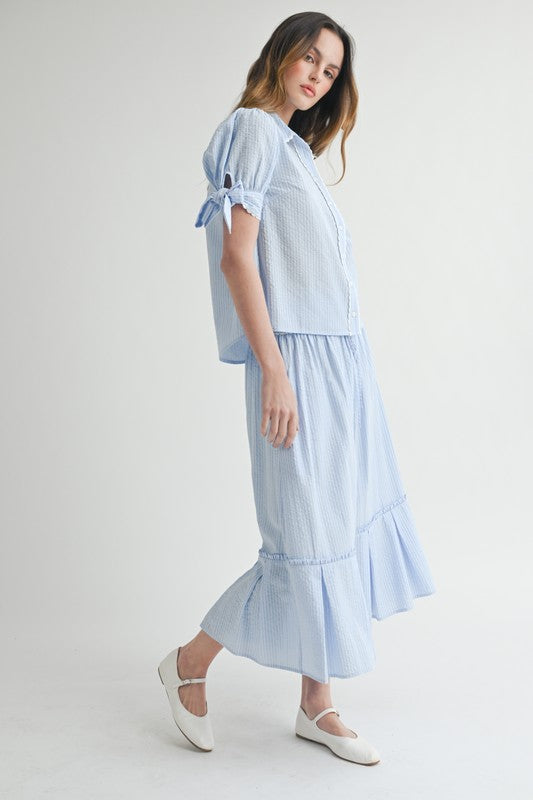 Light Blue striped skirt & top set