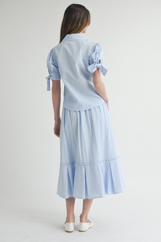 Light Blue striped skirt & top set