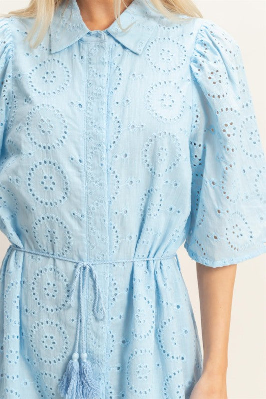 Light Blue eyelet midi Dress
