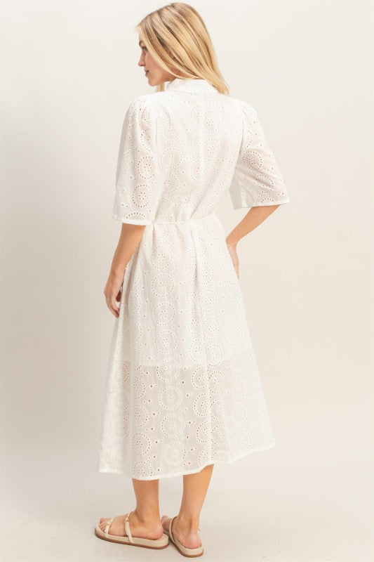 White eyelet midi Dress