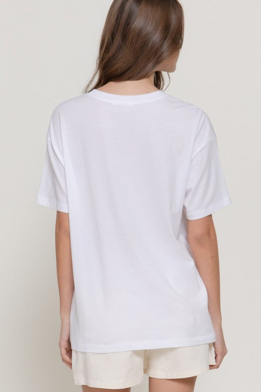 White sardines embroidery tshirt