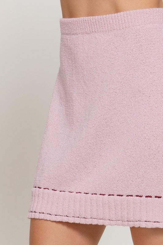 Pink embroidery skirt