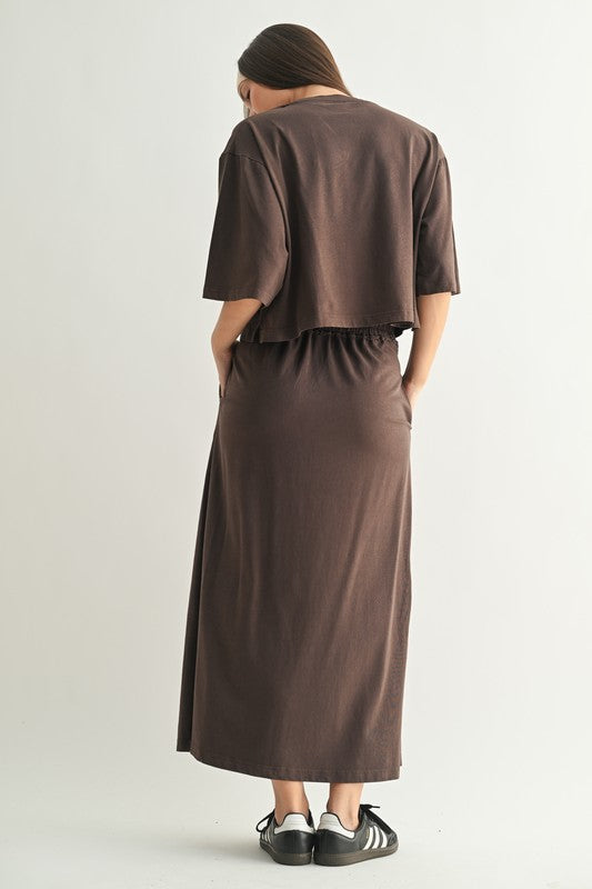 Coffee Tzniut skirt & top PIMA COTTON set de viaje