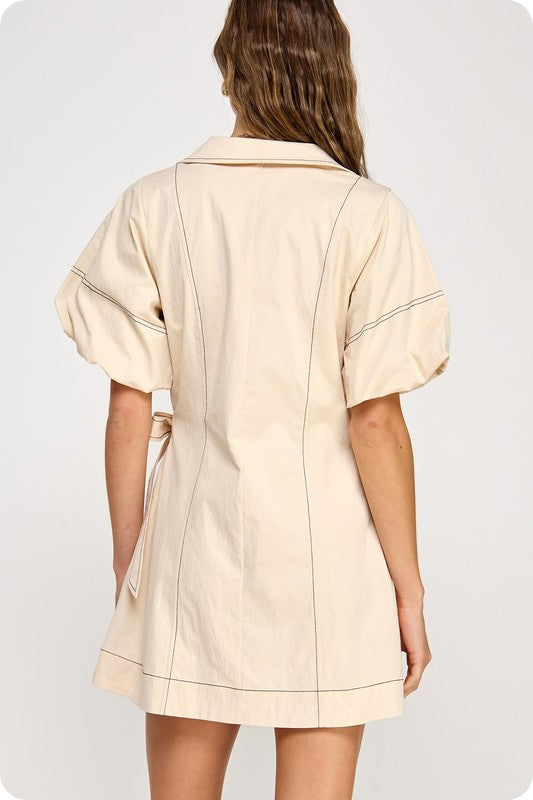 Nude stiched wrap dress