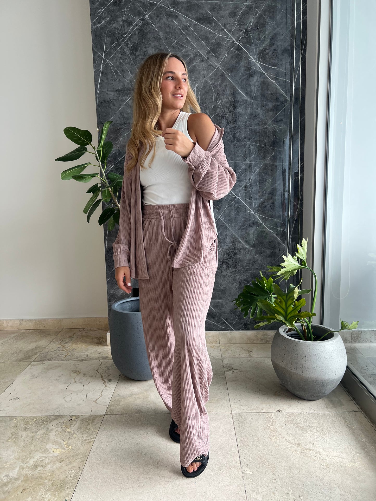 Blush pants & top set de viaje