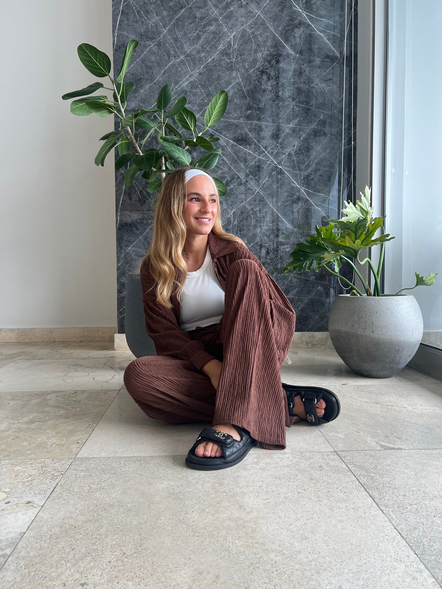 Brown pants & top set viaje