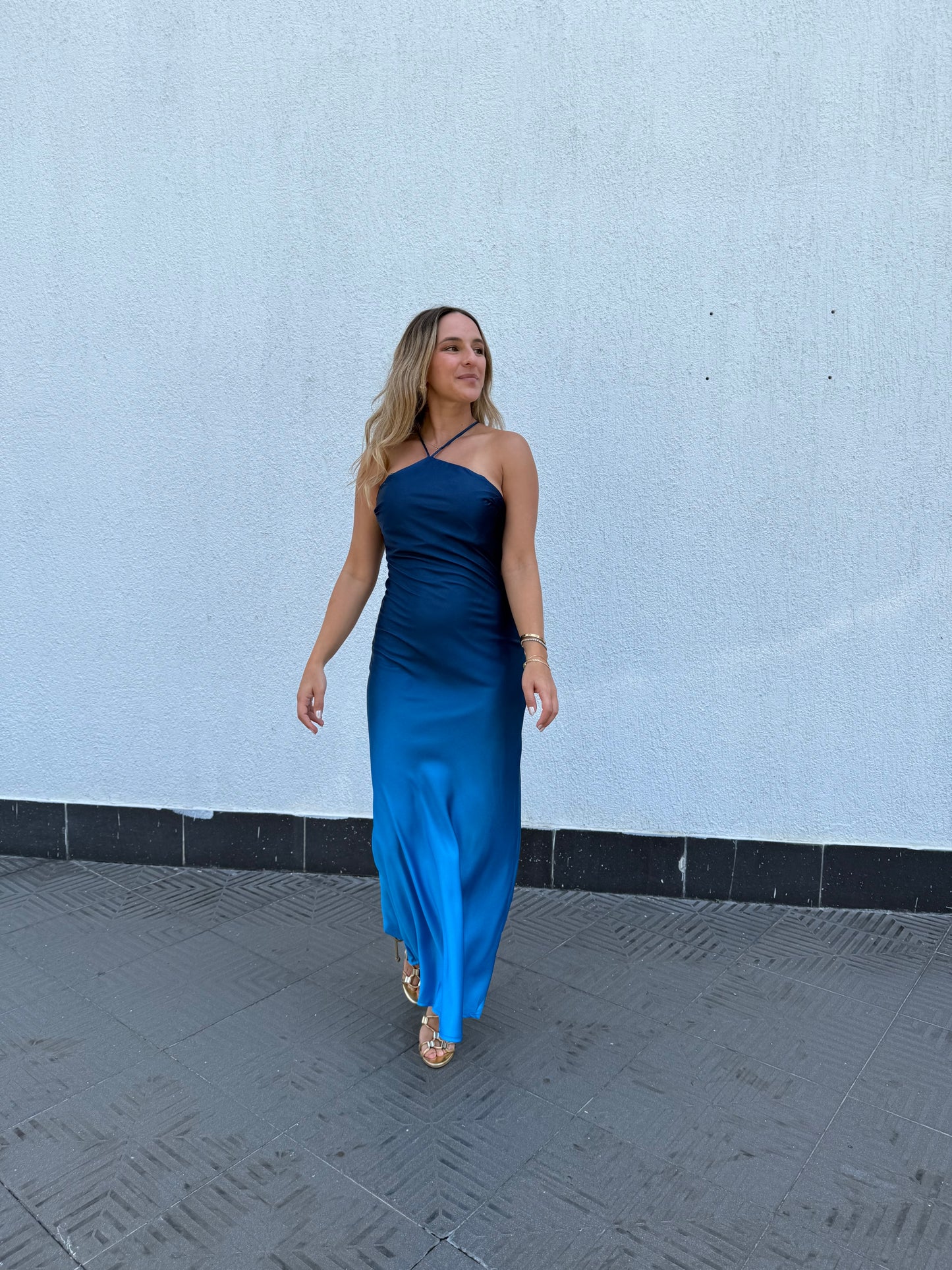 Blue tie Dye Silky dress