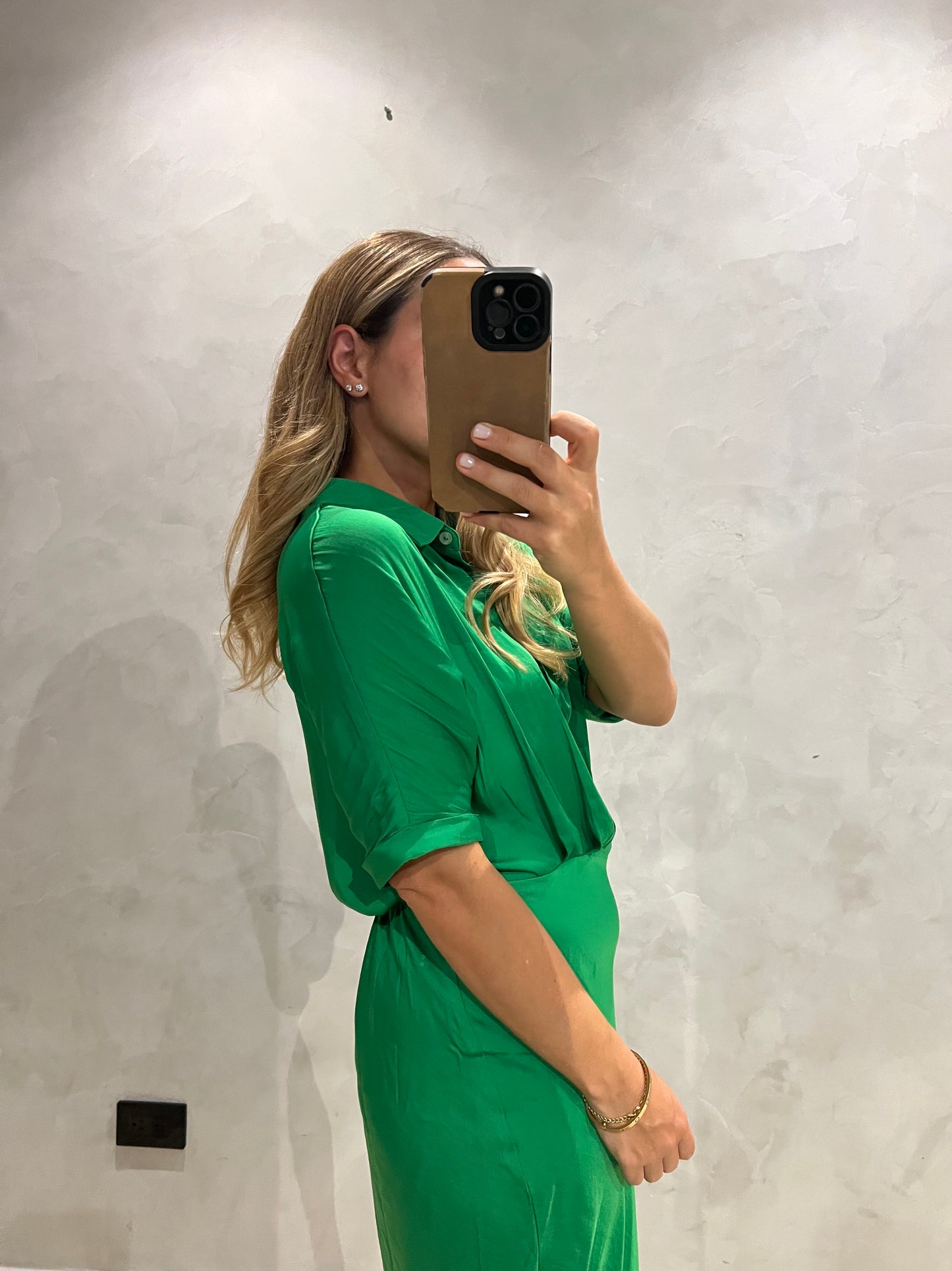 Green Silky midi Dress