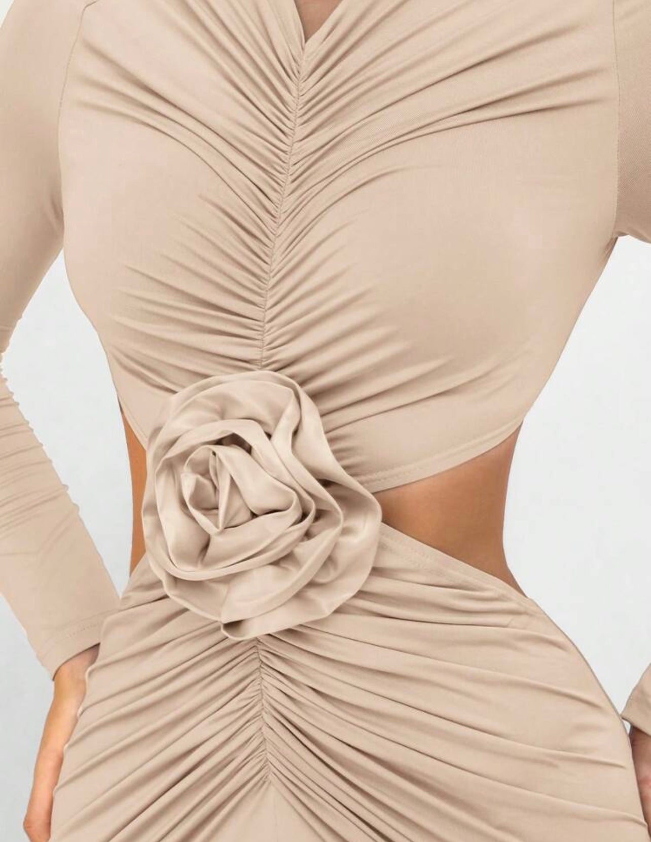 Beige ruched dress