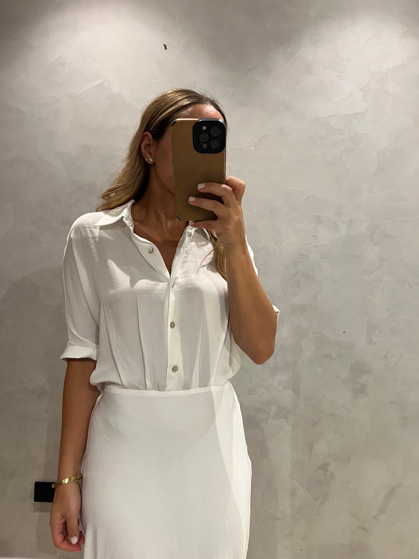White Silky midi Dress