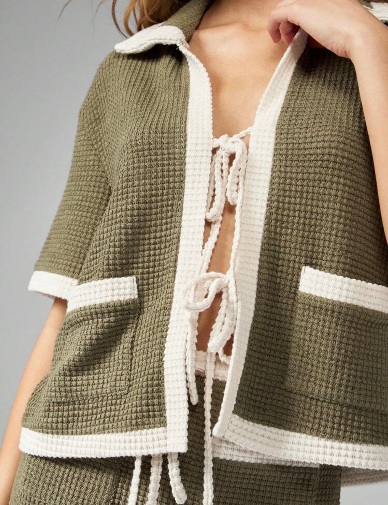 Olive Knitted skirt set