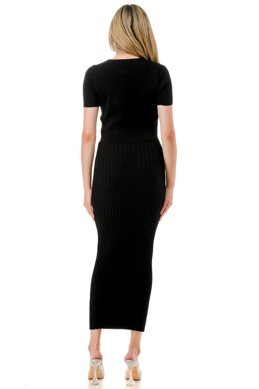 Sara's Black Knit skirt set