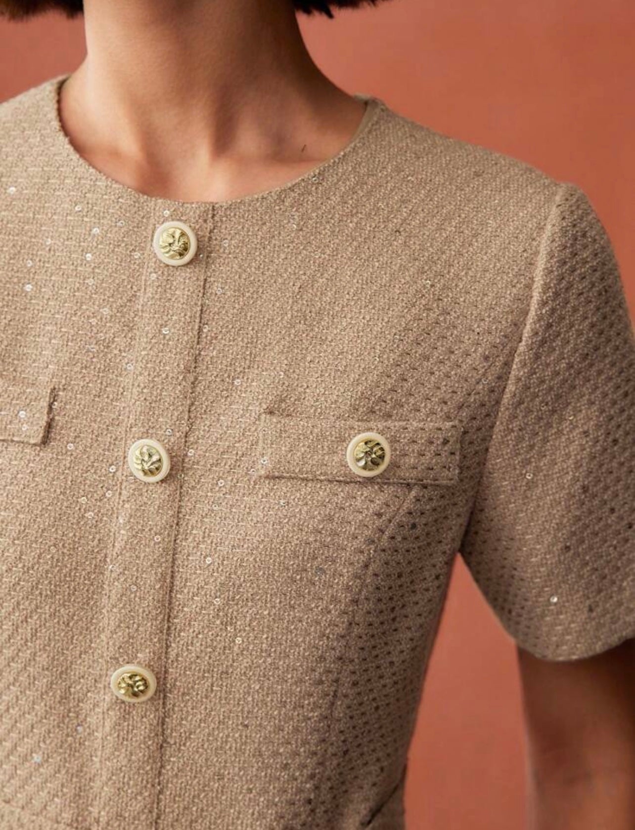 Taupe tweed dress