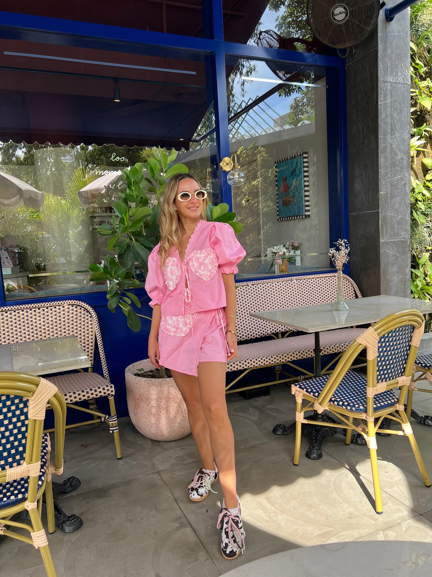 Pink Ema toile top & wrap skirt