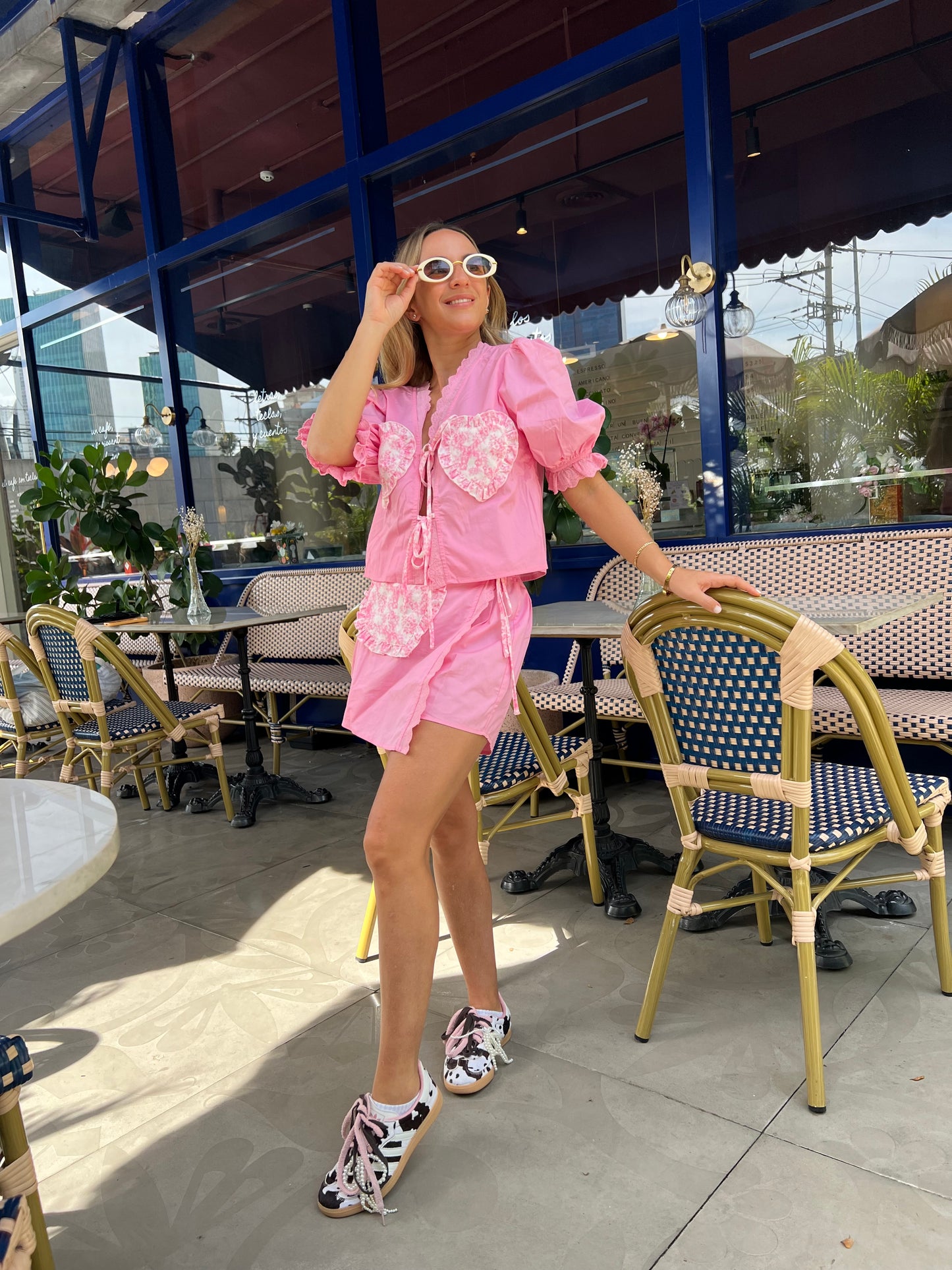 Pink Ema toile top & wrap skirt