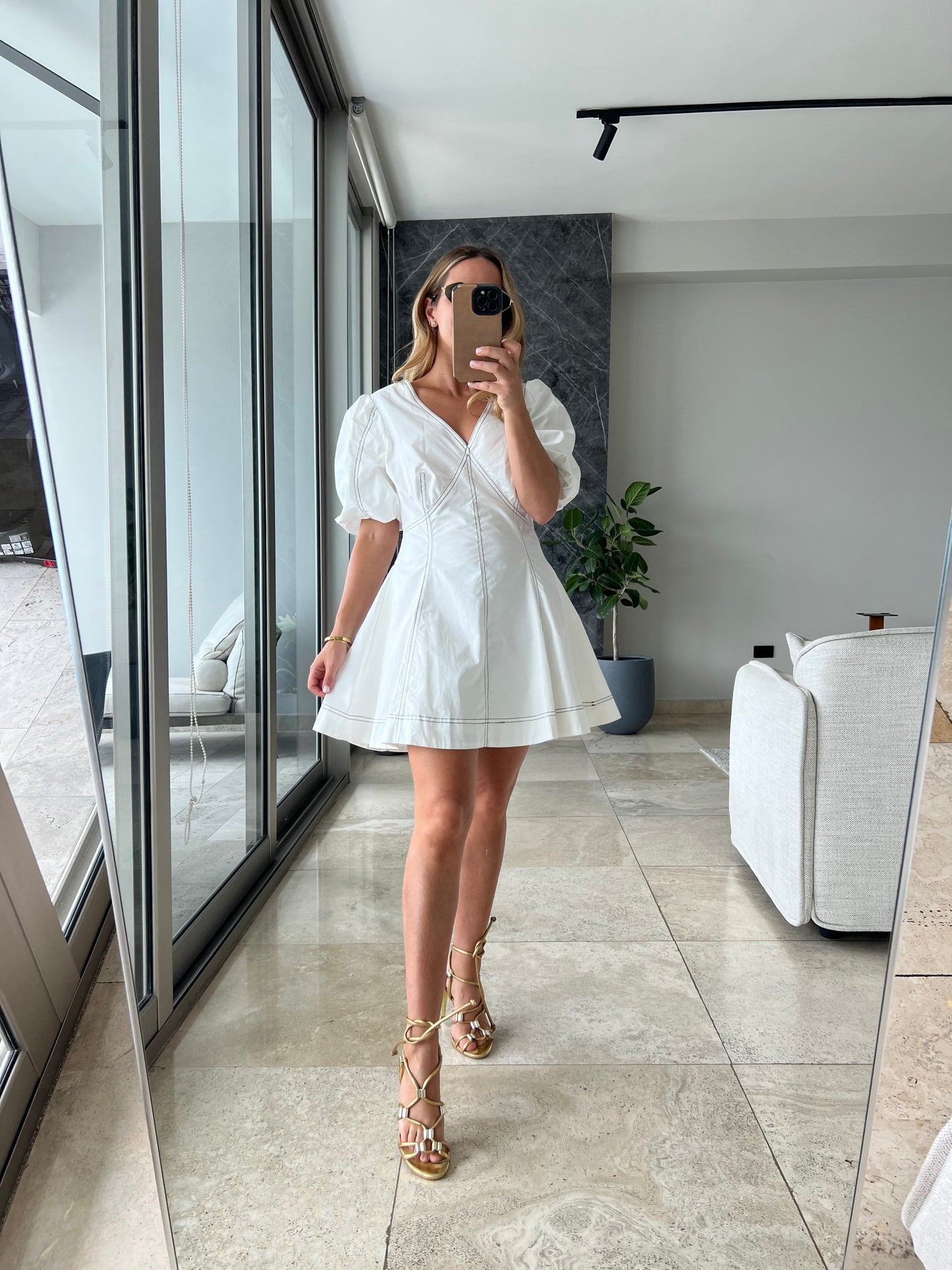 White stiched Dress