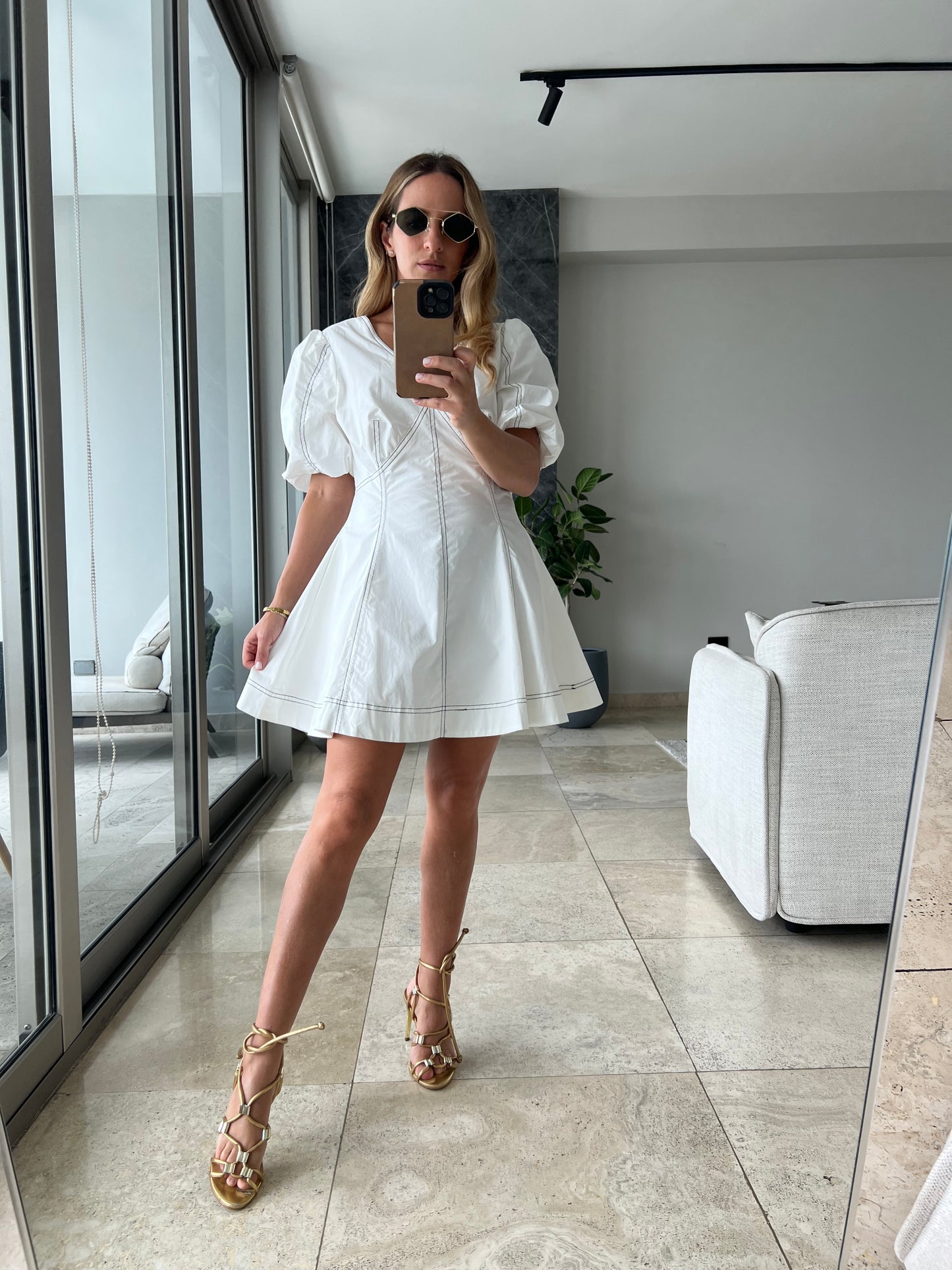 White stiched Dress