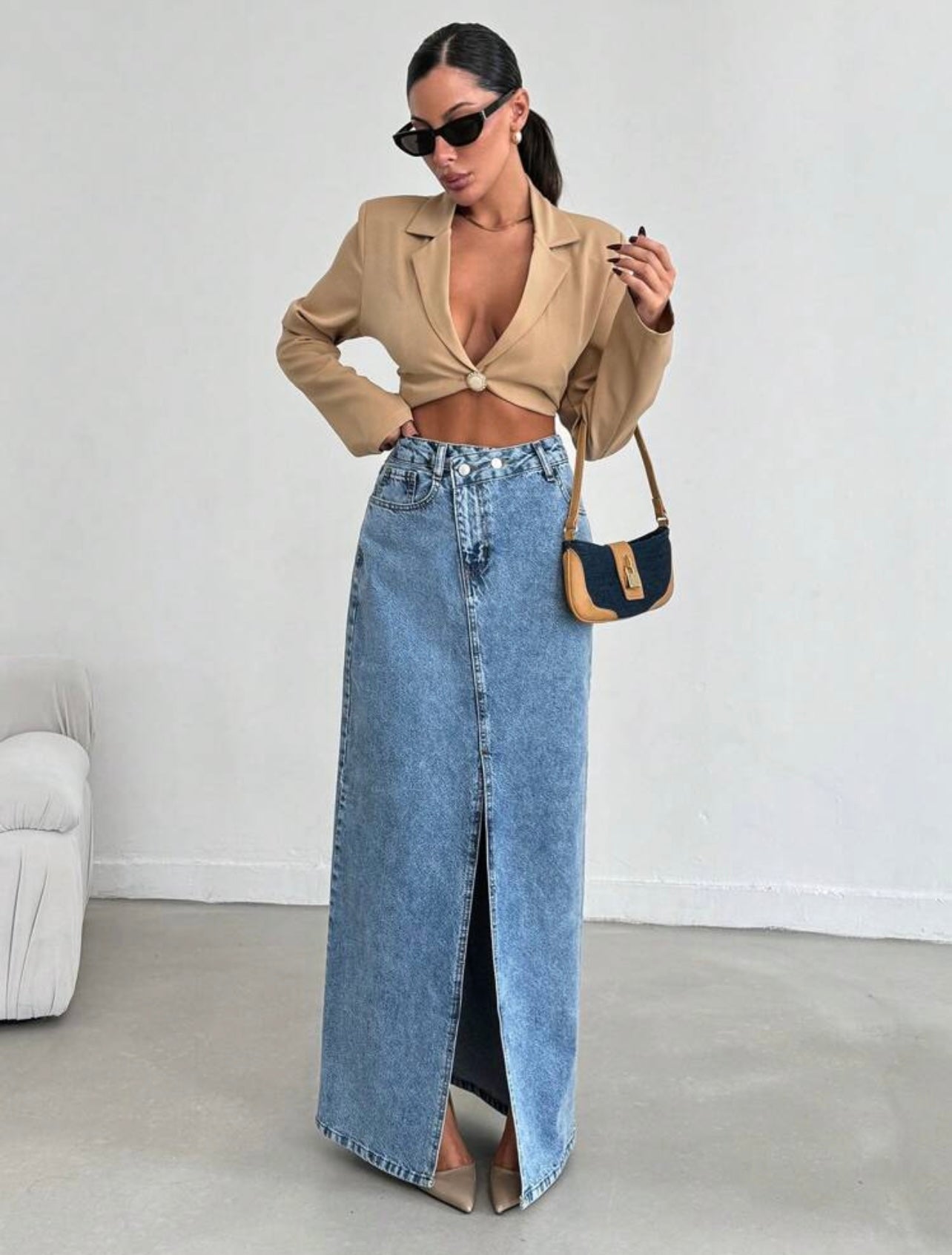 Criss cross denim skirt 15 mayo