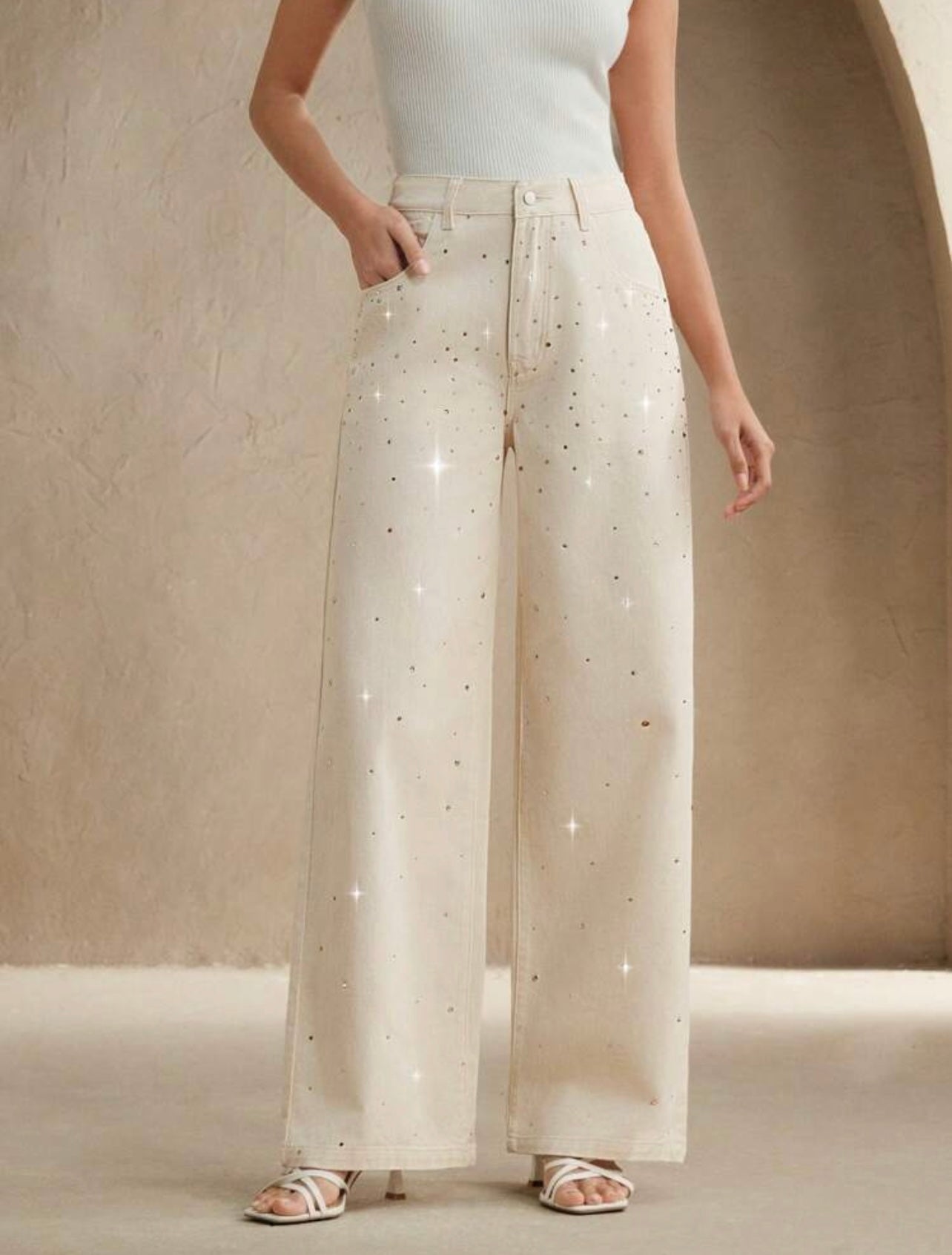 Denim rhinestones pants 18 mayo