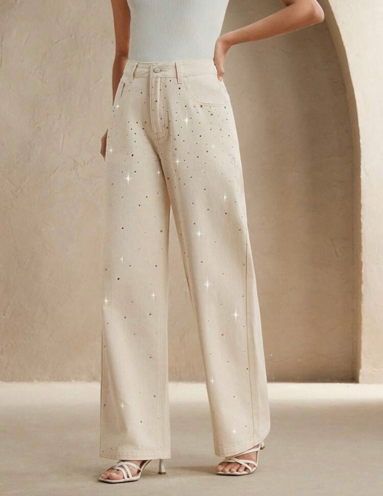 Denim rhinestones pants 18 mayo