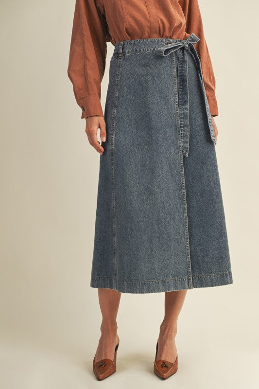 Wrap denim skirt