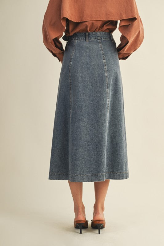 Wrap denim skirt