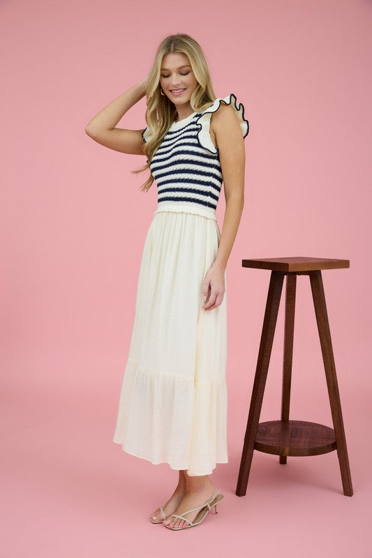Knitted ruffled dress