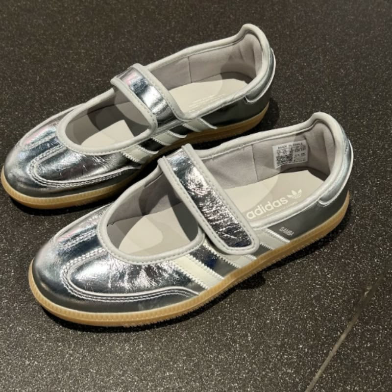 Silver Mary Jane sambas for women