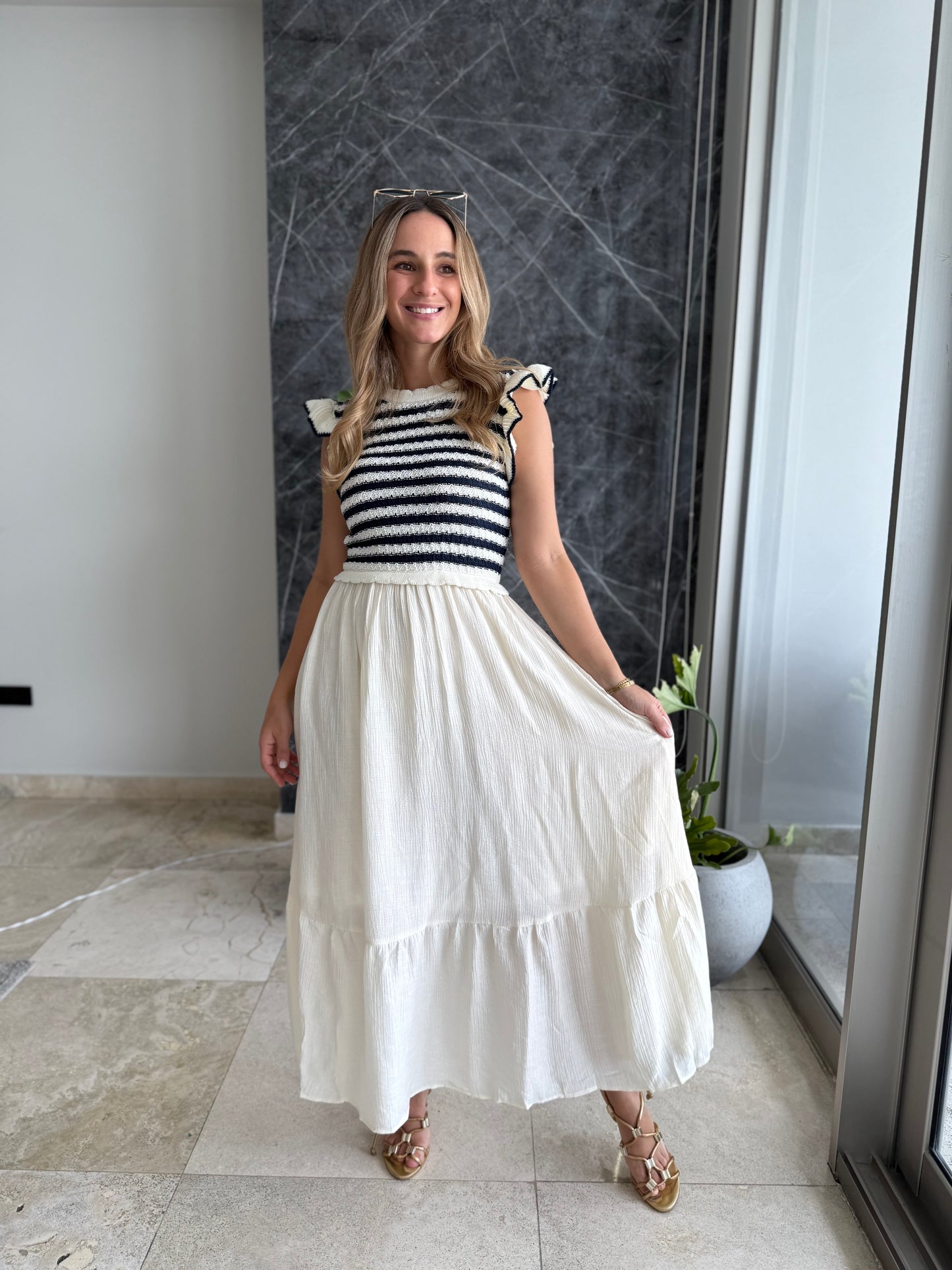 Knitted ruffled dress