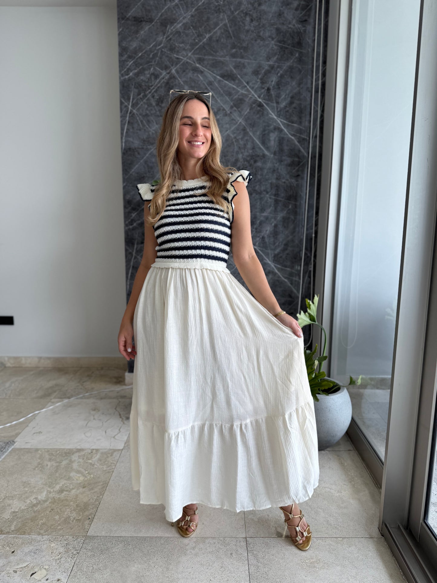 Knitted ruffled dress